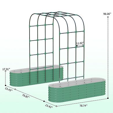Galvanized Raised Garden Bed With Trellis,Tall Garden Arch Trellis,Expandable Metal Planter Box