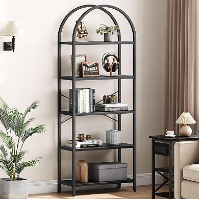 Arched Bookshelf,5 Tier Bookcase,Arched Display Racks,Industrial Book Shelf,Bookshelves,Storage Rack