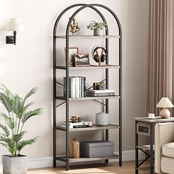 Arched Bookshelf,5 tier Bookcase,Arched Display Racks,Industrial Book Shelf,Bookshelves,Storage Rack