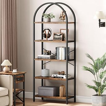 Arched Bookshelf,5 tier Bookcase,Arched Display Racks,Industrial Book Shelf,Bookshelves,Storage Rack