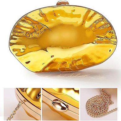 Acrylic Evening Bags,Acrylic Shell Shape Evening Bag with Chain, Trendy Metal Handle,Women Bag