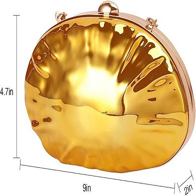 Acrylic Evening Bags,Acrylic Shell Shape Evening Bag with Chain, Trendy Metal Handle,Women Bag