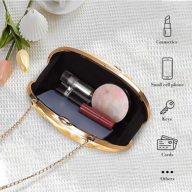 Acrylic Evening Bags,Acrylic Shell Shape Evening Bag with Chain, Trendy Metal Handle,Women Bag