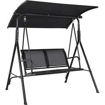 Outdoor Porch Swing with Adjustable Canopy