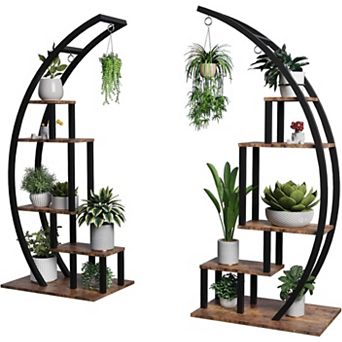 5 tier Large Plant Stand, Half Moon Plant Shelf Ladder Flower Pot Stand Rack