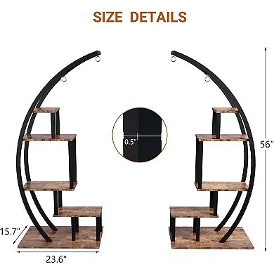5-Tier Large Plant Stand, Half Moon Plant Shelf Ladder Flower Pot Stand Rack