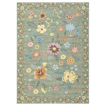 Area Rug Washable Rugs Boho Floral Area Rug Low Pile Kitchen Rug