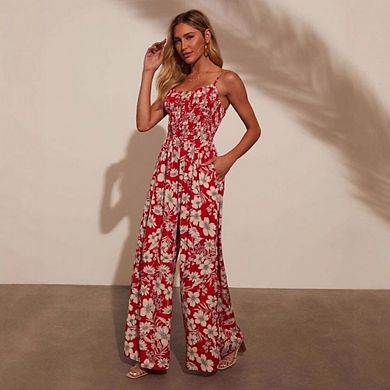 Jumpsuits for Women Sleeveless Boho Strap Wide Leg Rompers Beach Vacation One Piece Summer Outfits