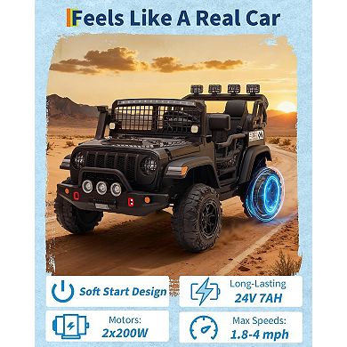 24V 2 Seater Kids Ride On Car with Remote Control, Wide Seat, Music, USB,