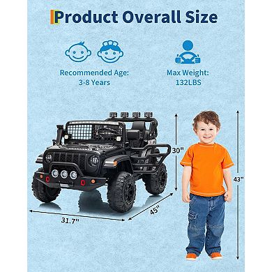 24V 2 Seater Kids Ride On Car with Remote Control, Wide Seat, Music, USB,