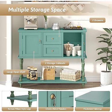 Console Table with 2 Drawers & 2 Doors, 42" Wood Entryway Table with Bottom Storage Shelf