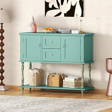 Console Table with 2 Drawers & 2 Doors, 42" Wood Entryway Table with Bottom Storage Shelf