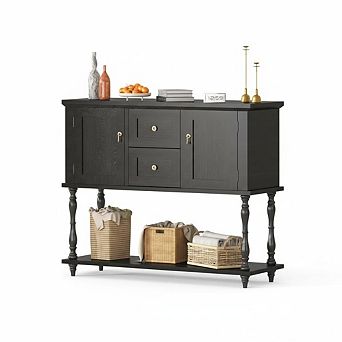 Console Table with 2 Drawers & 2 Doors, 42" Wood Entryway Table with Bottom Storage Shelf