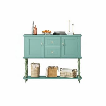 Console Table with 2 Drawers & 2 Doors, 42" Wood Entryway Table with Bottom Storage Shelf