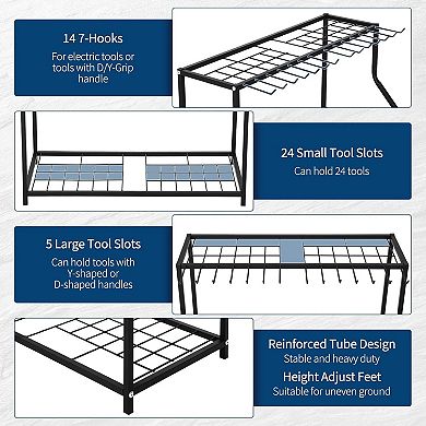 Garden Tool Organizer,Metal Tool Rack,Garage Tool Storage,Tool Storage Stand,Freestanding Tool Stand