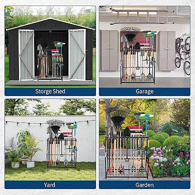 Garden Tool Organizer,Metal Tool Rack,Garage Tool Storage,Tool Storage Stand,Freestanding Tool Stand