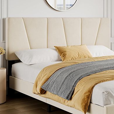 Bed Frame,Modern Upholstered Bed Frame with Adjustable Linen Headboard