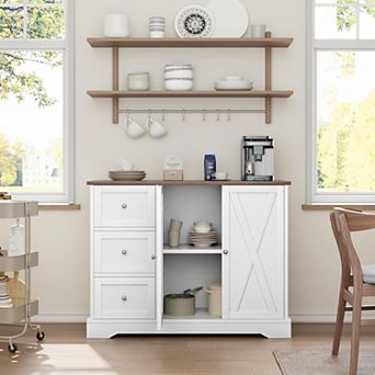 Buffet Cabinet with Drawers,41" Large Sideboard Buffet Storage Cabinet with Shelves and Doors