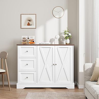 Buffet Cabinet with Drawers,41" Large Sideboard Buffet Storage Cabinet with Shelves and Doors