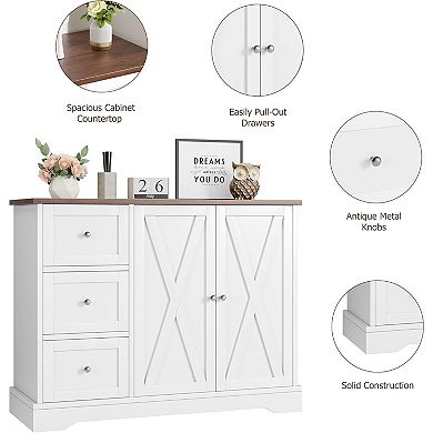 Buffet Cabinet with Drawers,41" Large Sideboard Buffet Storage Cabinet with Shelves and Doors
