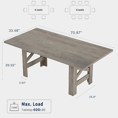 Dining Table for 6 8, 71" Long Modern Farmhouse Rectangular Kitchen Table,Dining Room Tables w