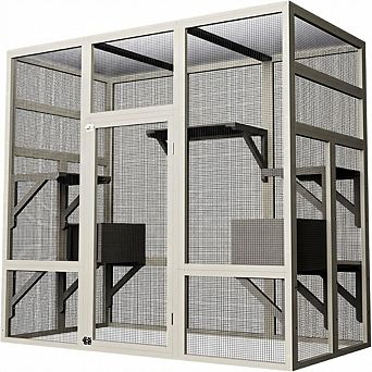 70" Outdoor Cat Enclosure, Outdoor Cat House, Large Wooden Catio, Weather-Resistant Multi-Cat Shelte
