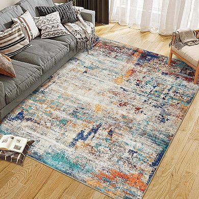 Large Washable Area Rug, Abstract Living Room Rugs，Indoor，Low Pile