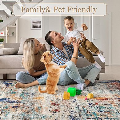 Large Washable Area Rug, Abstract Living Room Rugs，Indoor，Low Pile