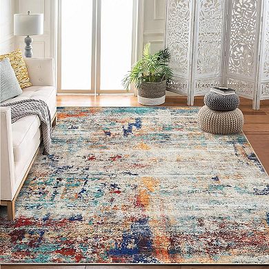 Large Washable Area Rug, Abstract Living Room Rugs，Indoor，Low Pile