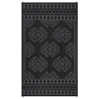 GlowSol Modern Geometric Outdoor Rugs Reversible UV Resistant Portable Plastic Straw Rug for Patio