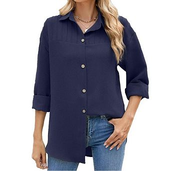 Women's Button Down Shirts Long Sleeve Basic Classic Fashion Shirt Dressy Casual Blouses