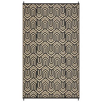 GlowSol Outdoor Rugs Geometric Reversible Waterproof UV Resistant Plastic Straw Rug for Patio Porch