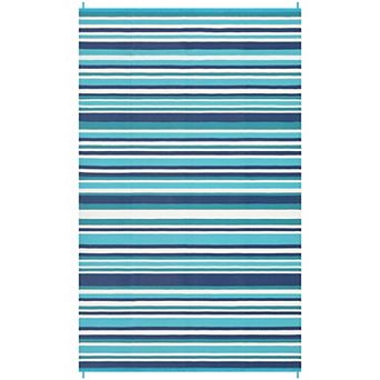 GlowSol Modern Outdoor Rugs Stripped Reversible Waterproof Portable Platic Straw Rugs for Patio