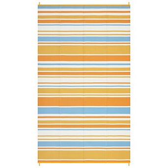 GlowSol Modern Outdoor Rugs Stripped Reversible Waterproof Portable Area Rugs for Patio Picnic