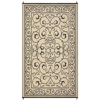 GlowSol Floral Outdoor Rug Modern Reversible Waterproof Portable Plastic Straw Rug for Patio Picnic