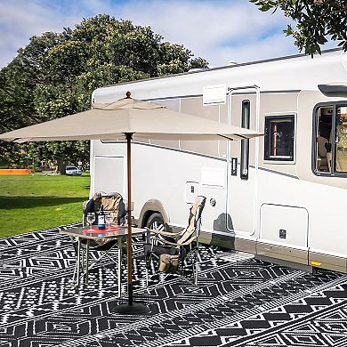 GlowSol Reversible Outdoor Rugs Modern Geometric Waterproof UV Resistant Area Rug for Picnic