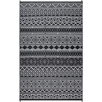 GlowSol Reversible Outdoor Rugs Modern Geometric Waterproof UV Resistant Area Rug for Picnic