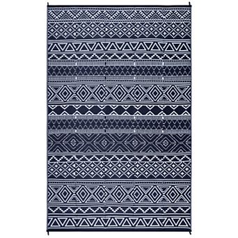 GlowSol Reversible Outdoor Rugs Modern Geometric Waterproof UV Resistant Area Rug for Picnic