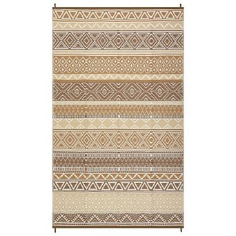 GlowSol Reversible Outdoor Rugs Modern Geometric Waterproof UV Resistant Area Rug for Picnic