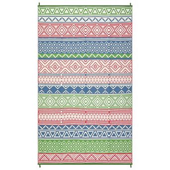 GlowSol Reversible Outdoor Rugs Modern Geometric Waterproof UV Resistant Area Rug for Picnic