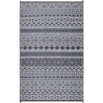 GlowSol Reversible Outdoor Rugs Modern Geometric Waterproof UV Resistant Area Rug for Picnic