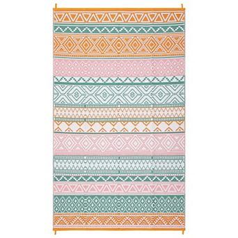 GlowSol Reversible Outdoor Rugs Modern Geometric Waterproof UV Resistant Area Rug for Picnic