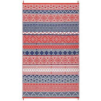 GlowSol Reversible Outdoor Rugs Modern Geometric Waterproof UV Resistant Area Rug for Picnic