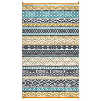 GlowSol Reversible Outdoor Rugs Modern Geometric Waterproof UV Resistant Area Rug for Picnic