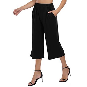 Womens Capri Yoga Pants Wide Leg Drawstring Lounge Pants Loose Comfy Workout Capris Sweatpants