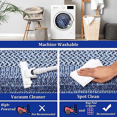 Machine Washable Area Rugs，Modern Braided Pattern Non Slip Non Shedding