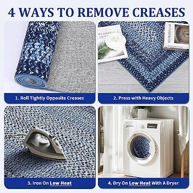 Machine Washable Area Rugs，Modern Braided Pattern Non Slip Non Shedding