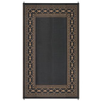 GlowSol Waterproof Outdoor Rugs Geometric Bordered Reverisble Plastic Straw Rugs for Patio Picnic