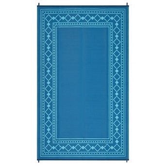 GlowSol Waterproof Outdoor Rugs Geometric Bordered Reverisble Plastic Straw Rugs for Patio Picnic