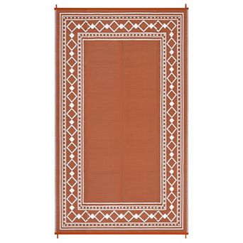 GlowSol Waterproof Outdoor Rugs Geometric Bordered Reverisble Plastic Straw Rugs for Patio Picnic